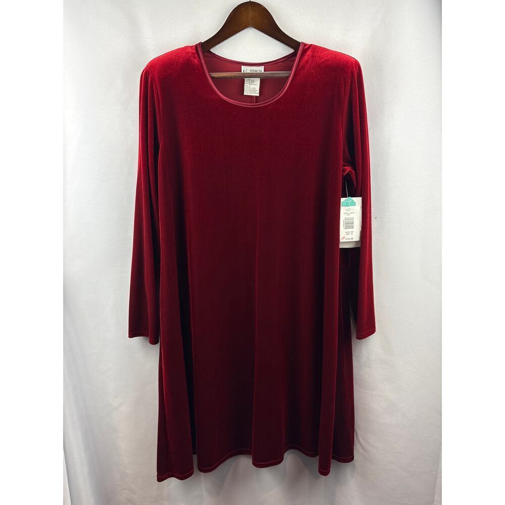 Women’s K.C. Spencer Size 16 Burgundy Velvet Long Sleeve Dress